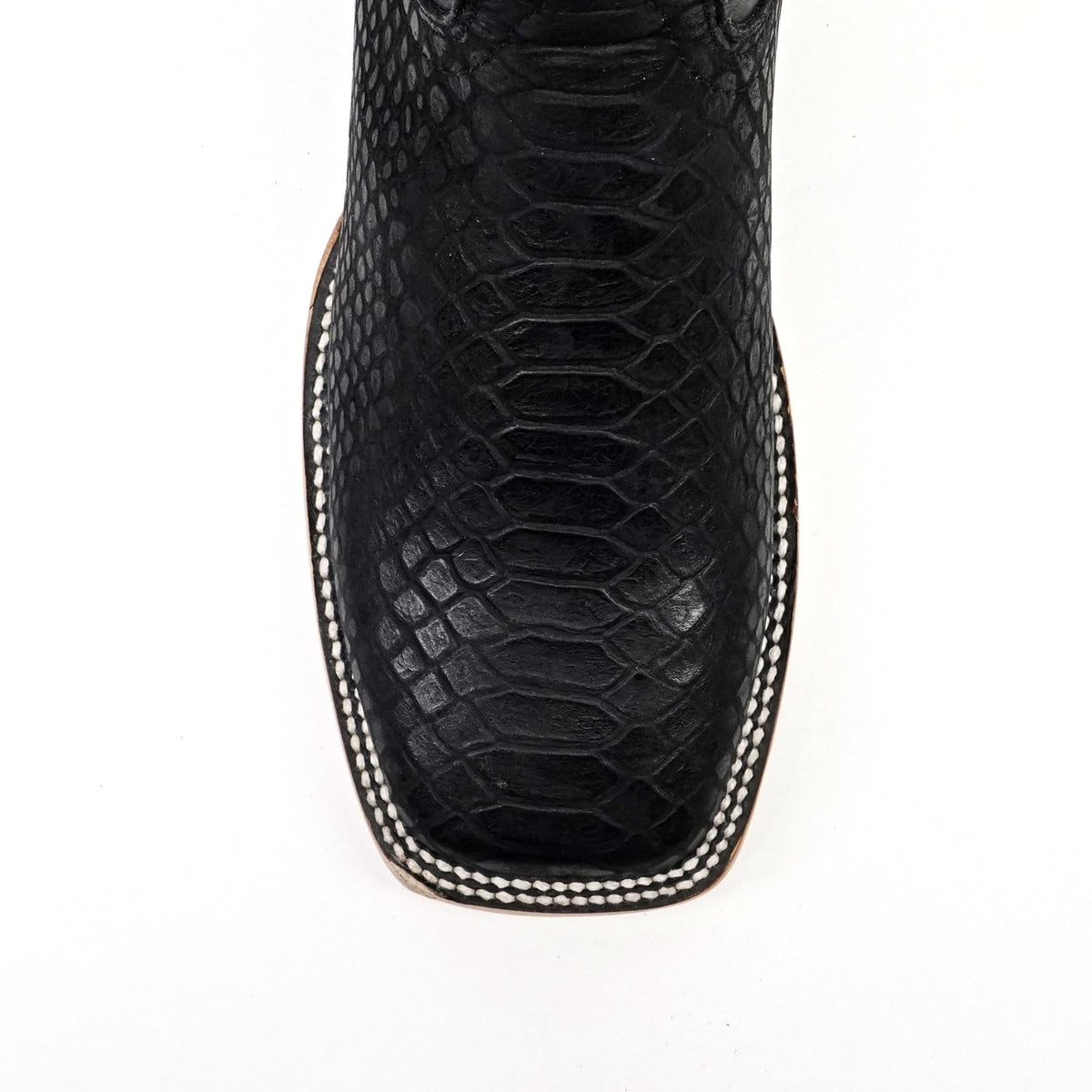 Python Black Cowboy Boots - Embossed Leather - Square Toe (E425) - Gomez Western Wear