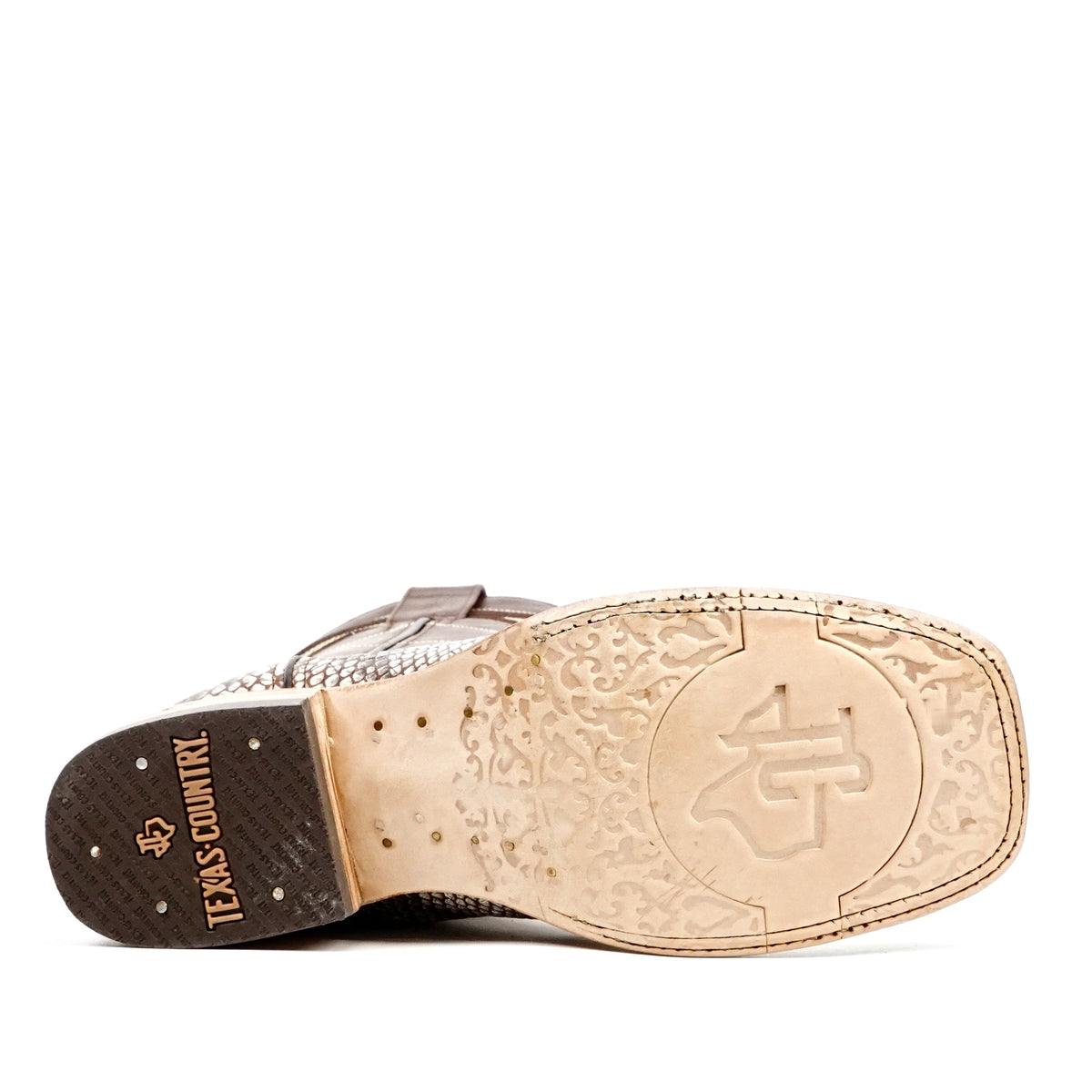 Python Natural Camel Boots - Embossed Leather - Square Toe (E913) - Gomez Western Wear