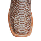 Python Natural Camel Boots - Embossed Leather - Square Toe (E913) - Gomez Western Wear