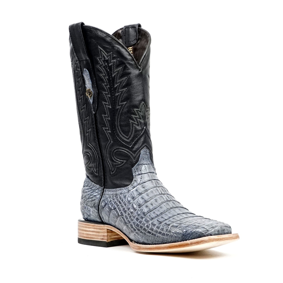 Rhodes Caiman Hornback Boots - Denim Blue- Square Toe (LM10) - Gomez Western Wear