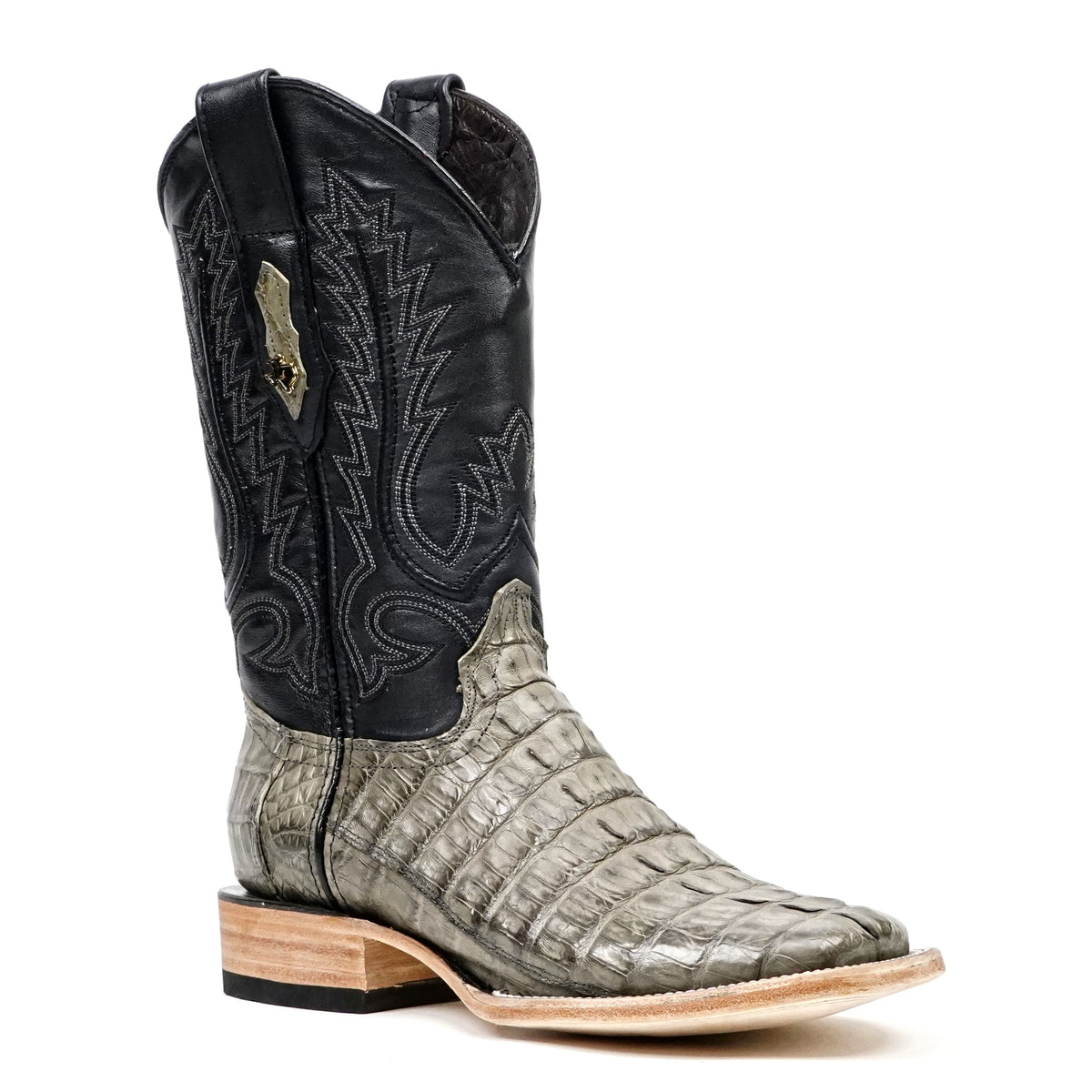Rhodes Caiman Tail Boots - Gray - Square Toe - Gomez Western Wear