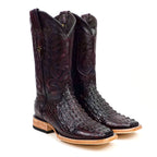 Rhodes Nile Crocodile Hornback Boots - Black Cherry - Square Toe (LM10) - Gomez Western Wear