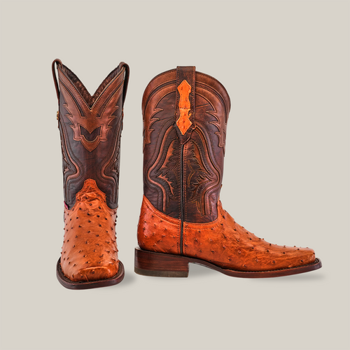 Exotic Ostrich - Brandy - Rodeo Toe