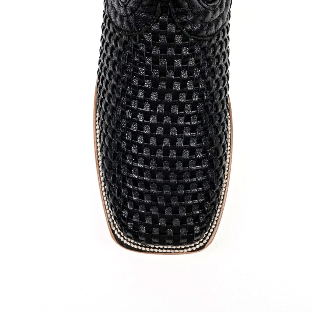 Rush Black Basketweave Boots - Square Toe (E633) - Gomez Western Wear