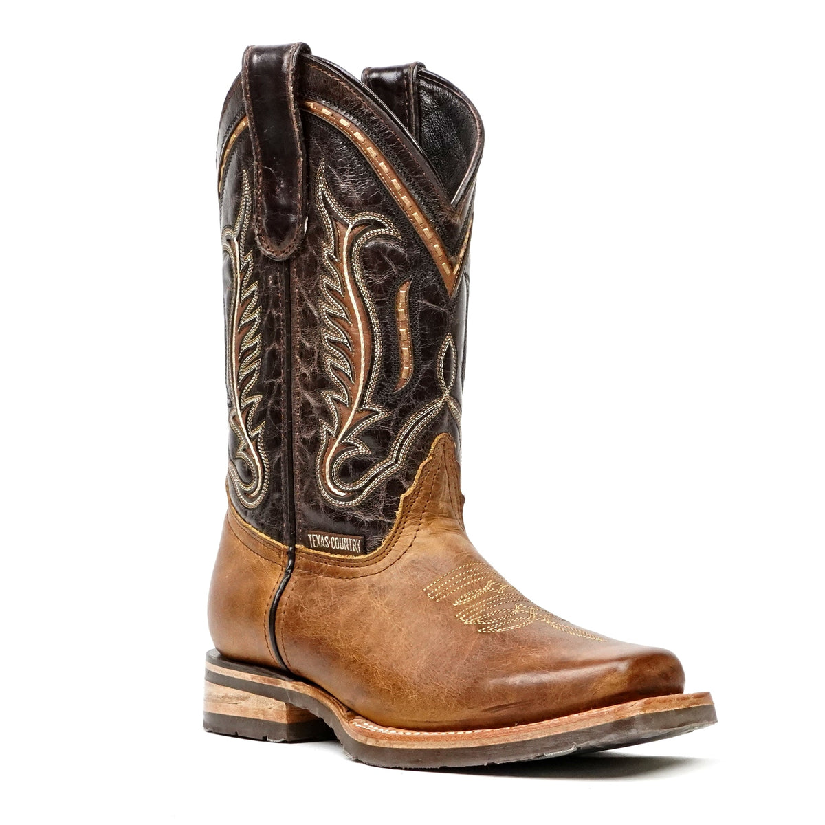 Rustic Honey Leather Boots (Youth) - Slip-Resistant Sole - Rodeo Toe (E28) - Gomez Western Wear