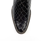 Snake Black Cowboy Boots - Embossed Leather - Roper Toe (E952) - Gomez Western Wear