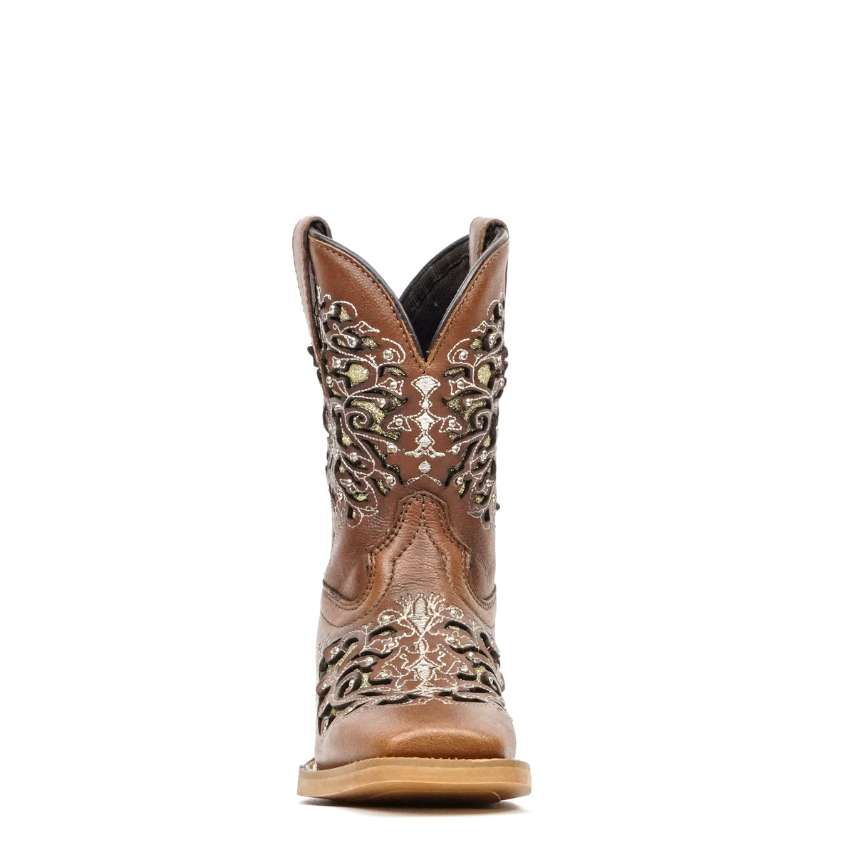 Tan & Crystals Girls Boots - Slip-Resistant Soles - Square Toe - Gomez Western Wear