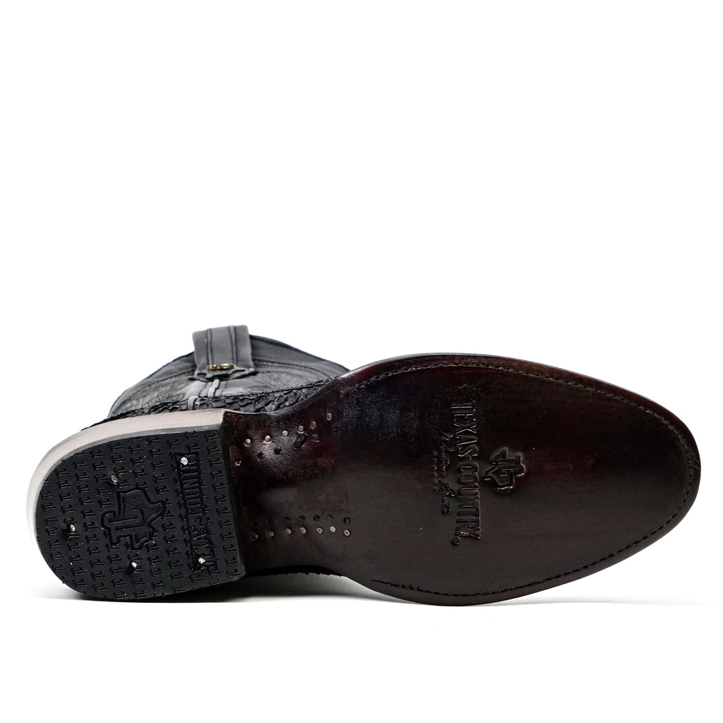 Tanner Python Boots - Matte Black - Roper Toe (PN240) - Gomez Western Wear