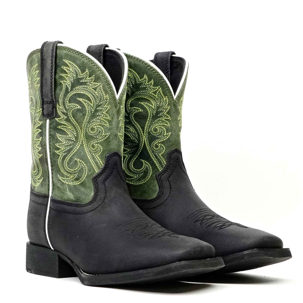 Texas Country Black Leather Boots - Slip-Resistant Sole - Square Toe (TCK008) - Gomez Western Wear