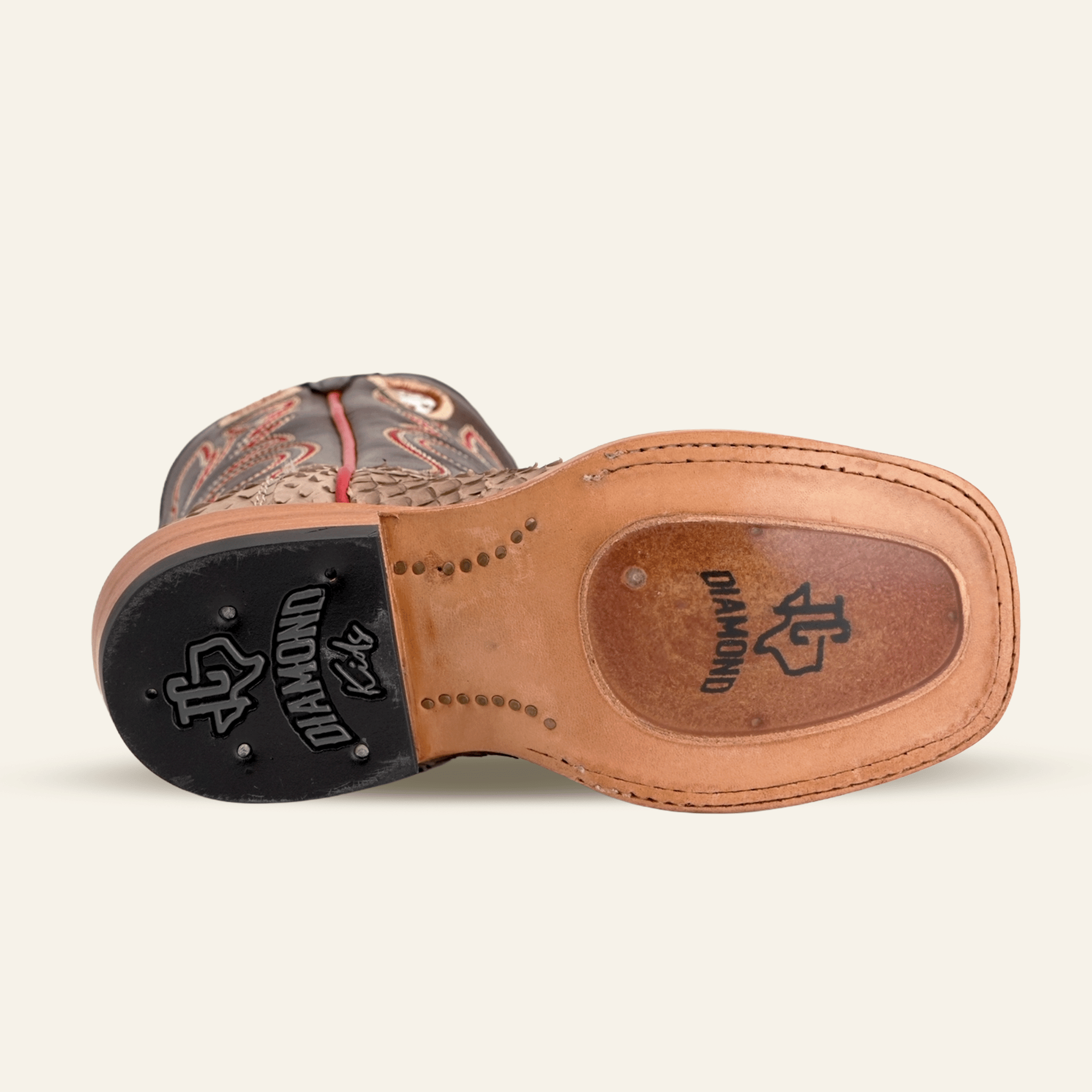 Texas Country Bota Res Hombre Lizard Cowboy Boots - Brown Embossed Leather - Square Toe (E949)