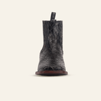 Texas Country Bota Res Hombre Snake Ankle Boots - Black Embossed Leather - Square Toe (E955)