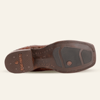 Texas Country Bota Res Hombre Snake Ankle Boots - Cognac Embossed Leather - Square Toe (E955)