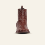 Texas Country Bota Res Hombre Snake Ankle Boots - Cognac Embossed Leather - Square Toe (E955)