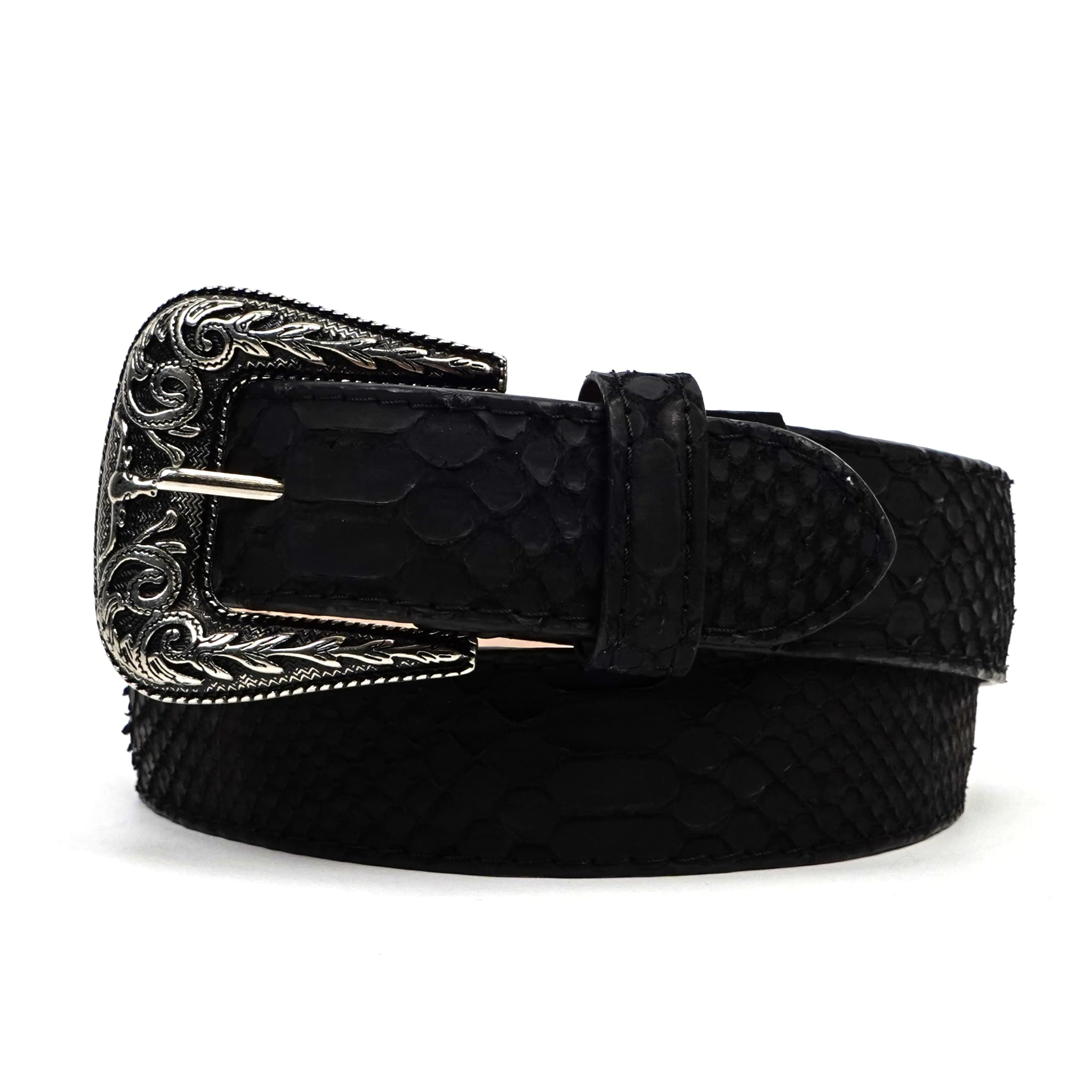 Texas Country Cinto Exotico TC Exotic Full Quilt Python Belt - Nubuck Black (C-028)