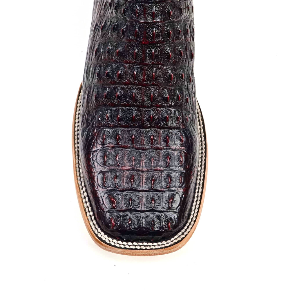 Texas Country Exotic Boots Texas Country Rhodes Nile Crocodile Hornback Boots - Black Cherry - Square Toe (LM10)