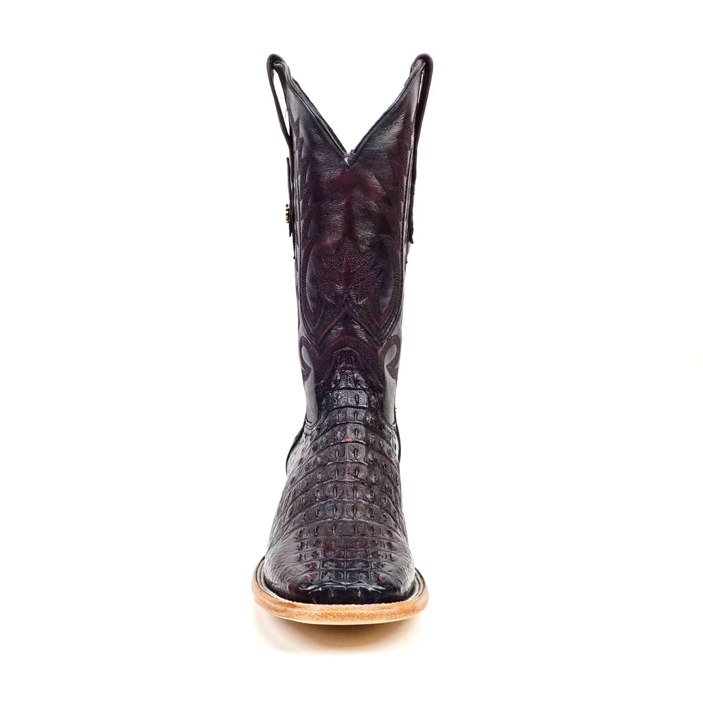 Texas Country Exotic Boots Texas Country Rhodes Nile Crocodile Hornback Boots - Black Cherry - Square Toe (LM10)