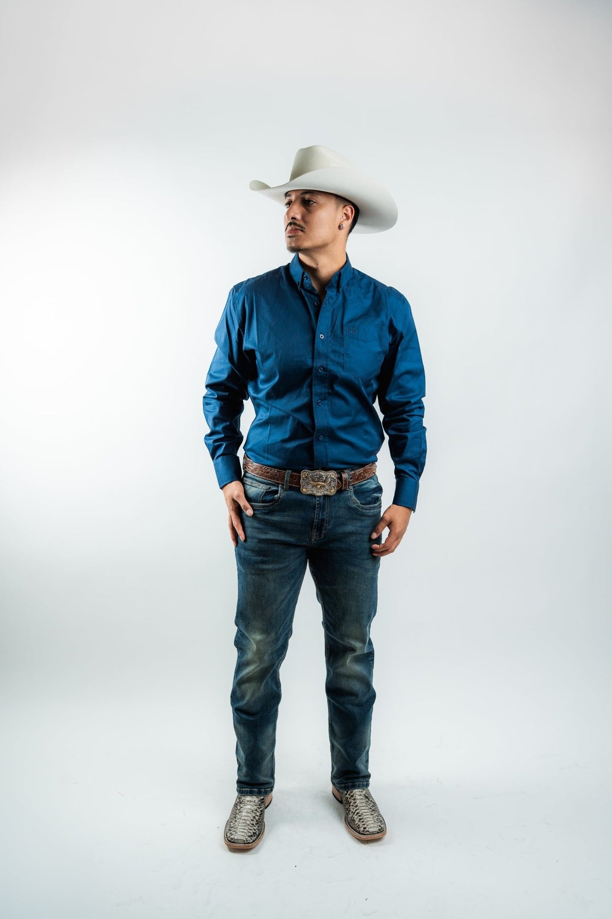 Texas Country - Solid Navy Button-Up Long Sleeve Shirt (AC100L/T) - Gomez Western Wear