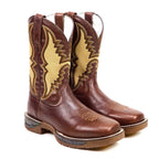 Texas Country - Thunder Chestnut Work Boots - Soft Toe (TC006) - Gomez Western Wear
