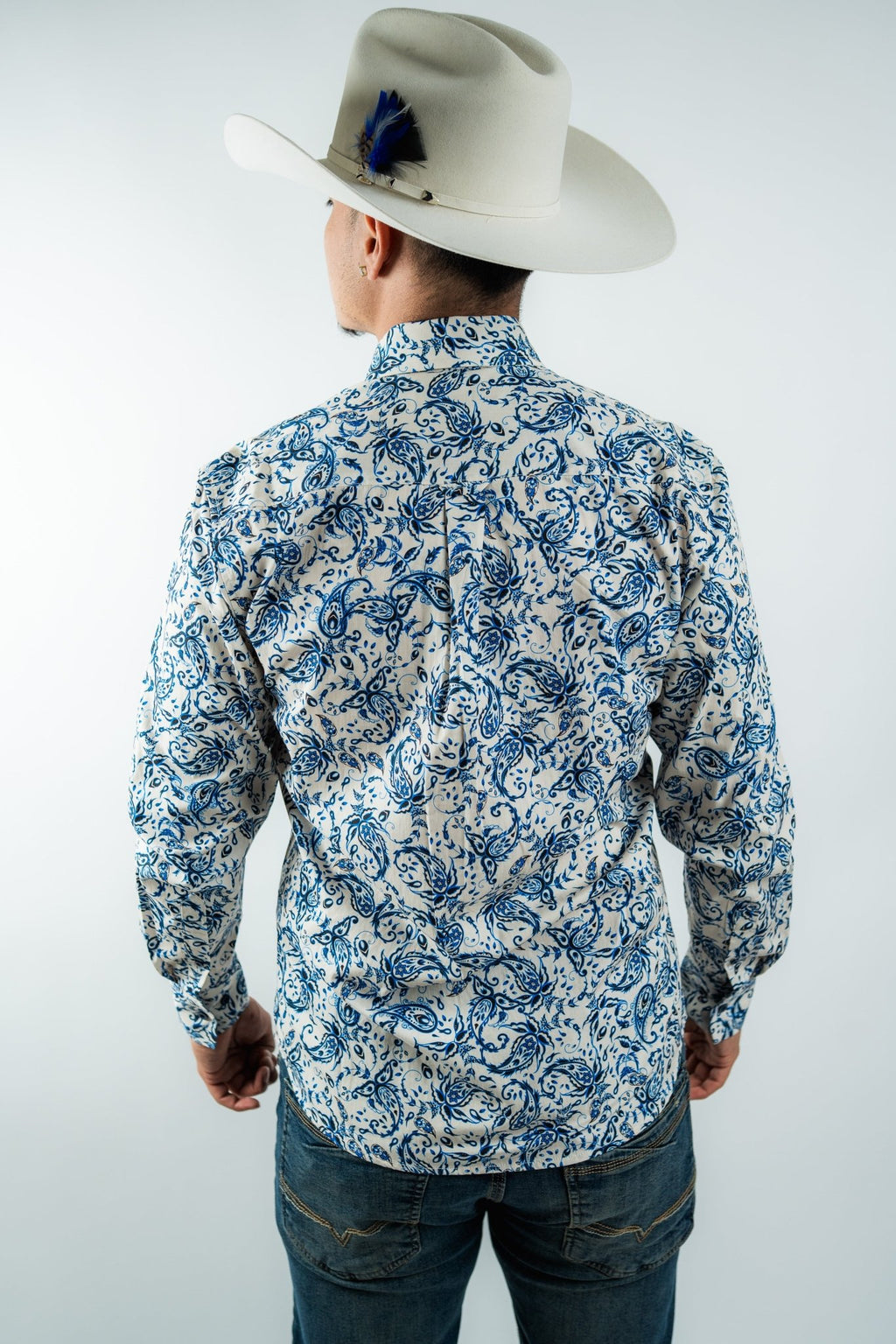 Texas Country - White Floral Button-Up Long Sleeve Shirt (MOD 1079) - Gomez Western Wear