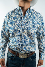 Texas Country - White Floral Button-Up Long Sleeve Shirt (MOD 1079) - Gomez Western Wear